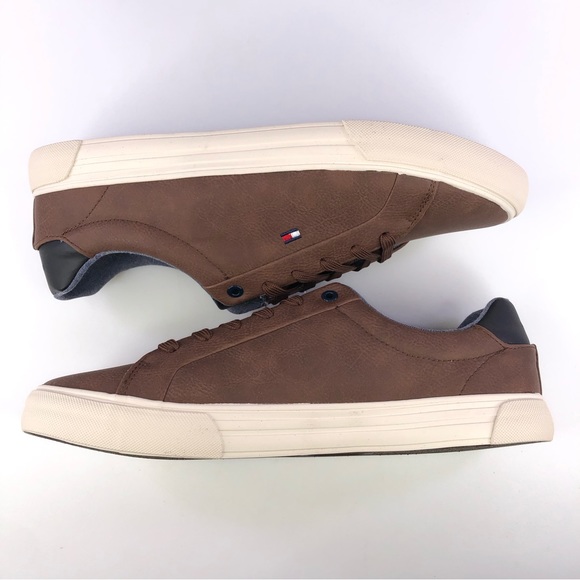 Tommy Hilfiger Mens Ref Brown Trainers Sneakers Shoes - Picture 4 of 9